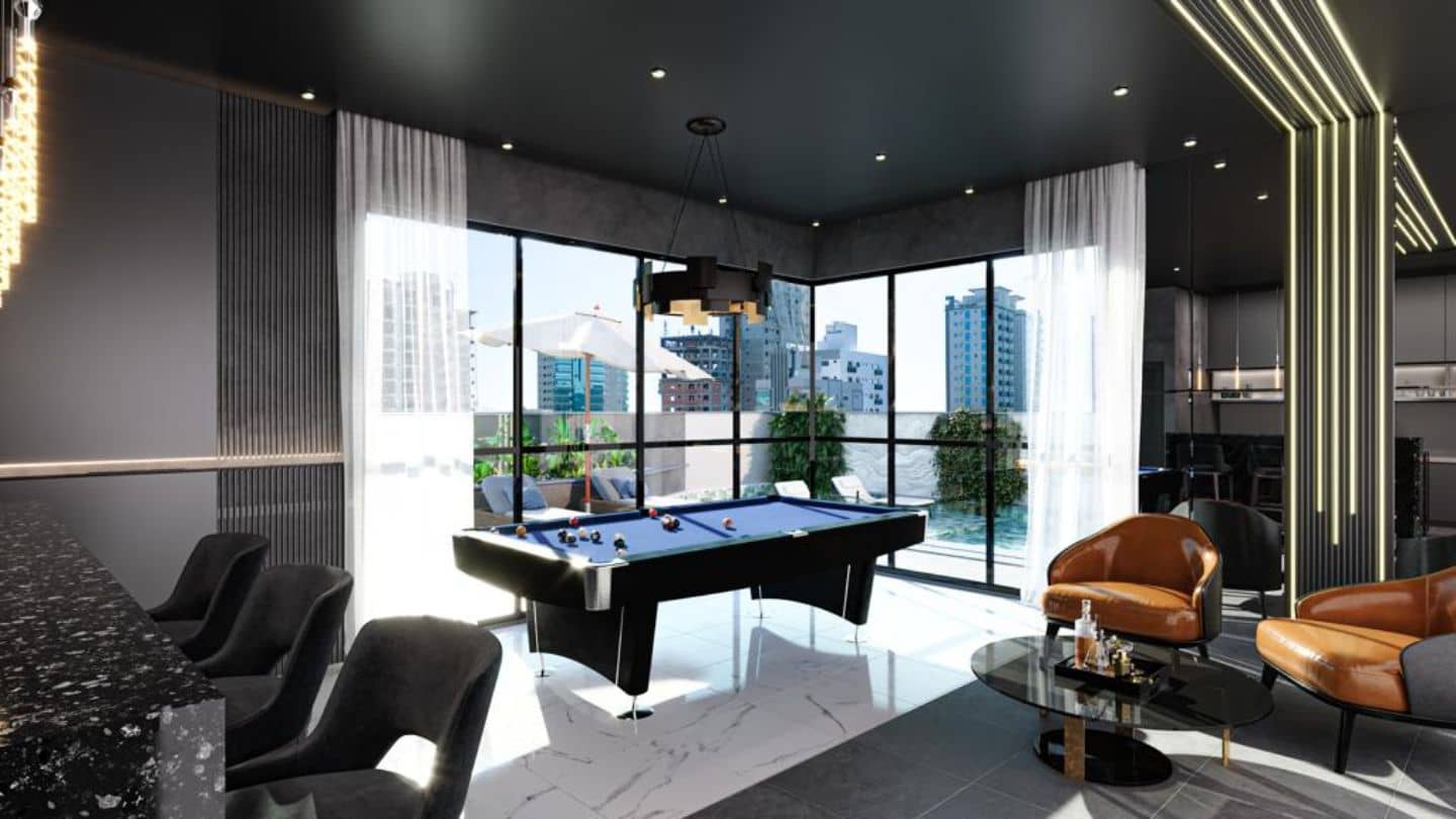 Lançamento Porto Belo | Balneário Perequê | Houston House - Salão de Jogos