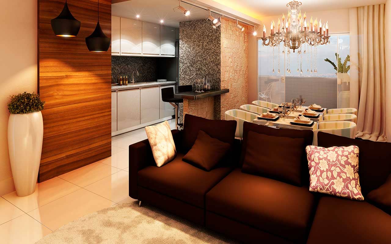 Lançamento Governador Celso Ramos - Lumiere Residence - Living Moderno